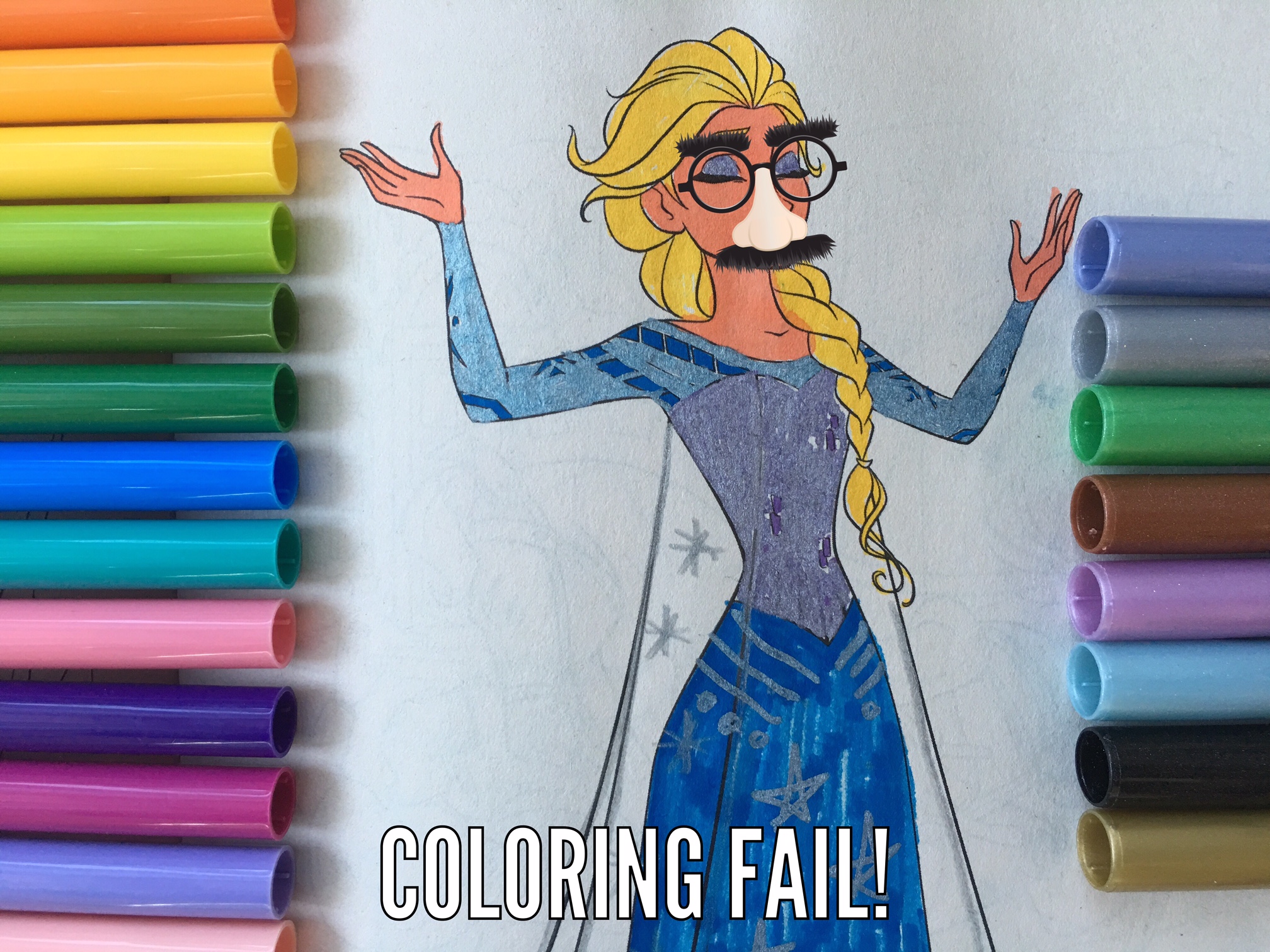 Coloring Fail! Elsa from Disney’s Frozen with Crayola Markers – Monkey